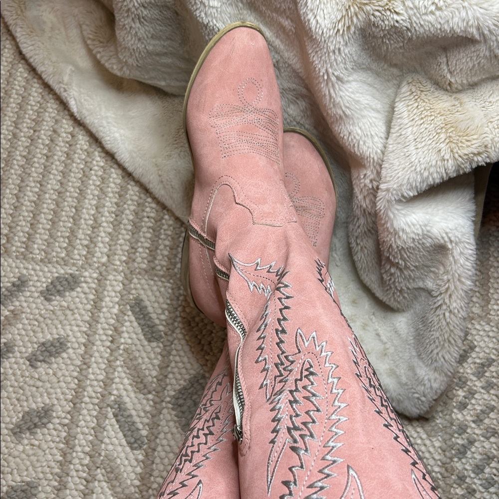 Elegant Pink Heeled Boots for Valentines Day